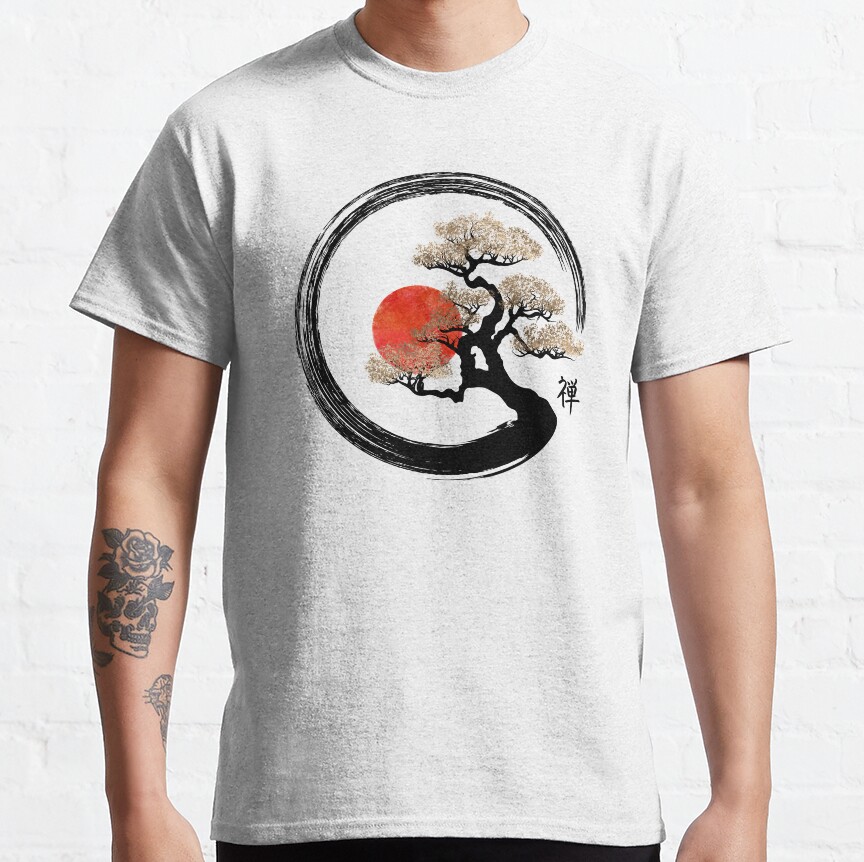 ssrcoclassic_teemensfafafaca443f4786front_altsquare_product1000x1000.u1 Enso Circle And Bonsai Tree On Canvas T-Shirt Official Cow Anime Merch