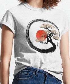 Enso Circle And Bonsai Tree On Canvas T-Shirt Official Cow Anime Merch