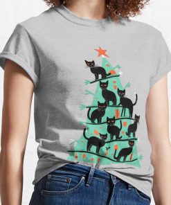 Black Cats Christmas Tree T-Shirt Official Cow Anime Merch